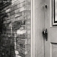 black and white vintage western doorway photograph
