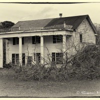 photograph of old Florida home in black and white