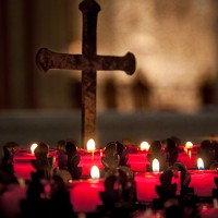 candles and cross art photo print