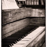Vintage piano with sepia tint print