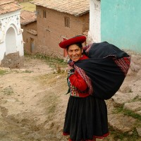 woman in Peru going to market art print