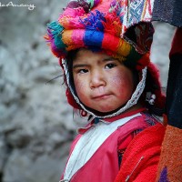 peruvian child in mountain village