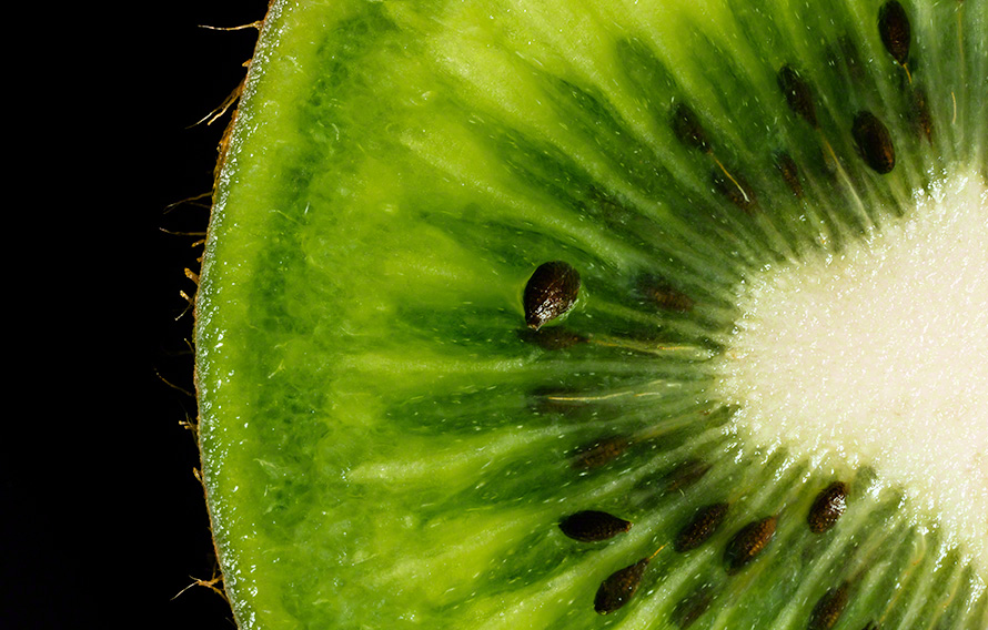 macro art print of Kiwi on black