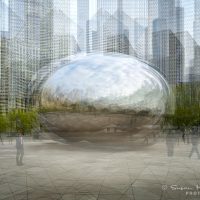 cloud gate sculpture in Chicago image stacked